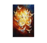 NPEJLCIGH Christian Mural - Pentecost- Holy Spirit Flames Descending Modern Hanging Wall Decor - Artistic Mural Print08x12inch(20x30cm)