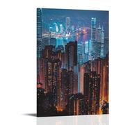 NPEJLCIGH City Poster- Hong Kong Lights - A Symphony of Skyscrapers Modern Hanging Wall Decor - Artistic Mural Print20x30inch(50x75cm)