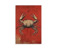 NPEJLCIGH Crab with Outstretched Claws Centered in Line-Based Geometry Over A Crimson Background. Modern Hanging Wall Decor - Artistic Mural Print08x12inch(20x30cm)
