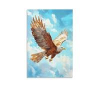 NPEJLCIGH Eagle in Dive Pose Formed from Radiant Angular Wings on A Pure Sky Blue Solid Canvas. Modern Hanging Wall Decor - Artistic Mural Print12x18inch(30x45cm)