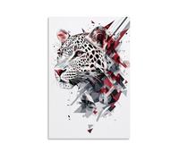NPEJLCIGH Geometric Leopard Portrait Elegantly Emerging from Gentle Abstract Patterns on Solid Background. Modern Hanging Wall Decor - Artistic Mural Print24x36inch(60x90cm)