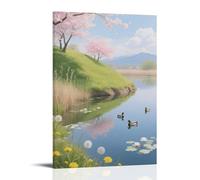 NPEJLCIGH Pond-side Mound Scenic Spring Landscape Modern Hanging Wall Decor - Artistic Mural Print08x12inch(20x30cm)