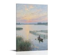 NPEJLCIGH Reservoir Middle Scenic Evening View Modern Hanging Wall Decor - Artistic Mural Print16x24inch(40x60cm)