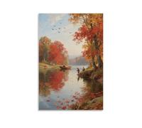 NPEJLCIGH River Bank Middle Scenic Autumn View Modern Hanging Wall Decor - Artistic Mural Print12x18inch(30x45cm)