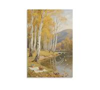 NPEJLCIGH River Bank Middle Scenic Autumn View Modern Hanging Wall Decor - Artistic Mural Print12x18inch(30x45cm)