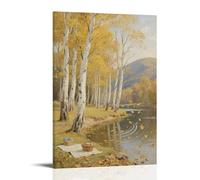 NPEJLCIGH River Bank Middle Scenic Autumn View Modern Hanging Wall Decor - Artistic Mural Print20x30inch(50x75cm)