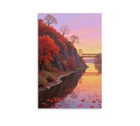 NPEJLCIGH Riverbank Ridge Scenic Autumn Landscape Modern Hanging Wall Decor - Artistic Mural Print16x24inch(40x60cm)
