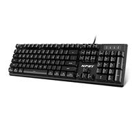 NPET K10V1 Wired Computer Keyboard, Plug and Play, Full-Size with 12 Multimedia Keys, Spill-Resistant, 6.2ft USB Cable, Compatible with PC, Laptop (Black)