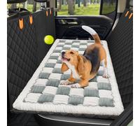 Npetrsnug Pet Bed Mat for Car Backseat Extender, Non-Slip Plaid Dog Bed for Car Back Seat, Flannel Backseat Dog Bed for Cars Trucks and SUVs (Bluegrey&White, 24.8x54 inch)