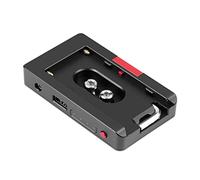 NPF970 Battery Metal Base Mount for DSLR Camera | DSLR Camera Clamp Battery Adapter Plate, 12V / 8V Output Port, LED Low Battery Indicate, Black