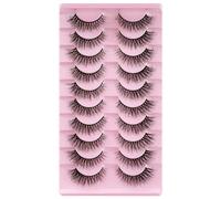 NPFVKSA False Eyelashes,10 Pairs 3D natural Wispy Lashes, Cat Eye Lashes,Soft and natural，Fluffy Thick And Soft (W55)