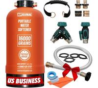 NPGLOBAL RV Water Softener Portable - 16,000 Grain, 3/4" GHT Fittings, Convenient Water Softener for RVs, Trailers, Boats, Mobile Car Washing, Pressure Washing