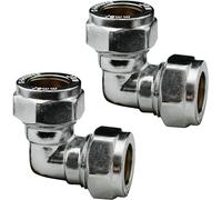 NPH 15mm Chrome Plated Compression Elbows Angled Pipe Connectors for Copper Pipe - Pack of 2