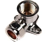 NPH 15mm x 1/2" Wall Plate Elbow Compression Chrome on Brass