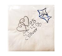 NPK 25th Silver Anniversary Foil Printed Napkins (Pack Of 15) (One Size) (White)