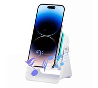 NPLSEO 5-in-1 Wireless Induction Bluetooth Speaker with Adjustable Phone Stand - Stereo Sound, 8 RGB Ambient Lights, Portable Rechargeable Speaker for iPhone & Android (White)