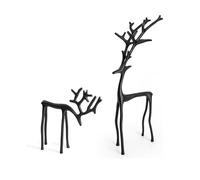 NPLSEO Black Christmas Reindeer Figurines - 2025 Modern Christmas Decorations for Home, Elegant Imitation Metal Deer Figurines, Table Centerpieces for Mantel, Living Room, Bedroom & Office (2PCS)