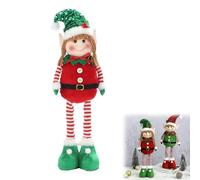 NPLSEO Christmas Plush Elf Dolls Set, Christmas Elf Figure Standing Decoration Red Green Fabric 46cm, Soft Holiday Plush Toy Ornaments for Kids, Home & Xmas Decor (Dolls-B)