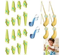 NPLSEO Extendable Fishing Game for Kids & Adults, Telescopic Tabletop Fish Catching Board Game, Hand-Eye Coordination Educational Toy, Family Fun Party Game, Birthday (Green-2pas)