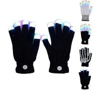 NPLSEO Finger Gloving Light Gloves, LED Light-Up Knitted Gloves, 7 Colors Light Show Light up Finger Tip Gloves, Glove with Lights on Fingertips, Rave Gloves for Adults, Perfect for Night Parties (A)