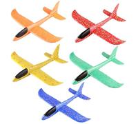 NPLSEO Foam Glider Plane Toy for Kids, 48cm Hand Launch Airplane with Dual Flight Modes, Throw Glider Foam Toy, Lightweight EPP Foam Aeroplane Flying Toy for Outdoor Garden Park Play (5pcs)