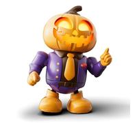 NPLSEO Halloween Robot Skeleton Toy, Prank Toys with Music & Dancing Toy, Animated Pumpkin Decor, Battery Powered, LED Light-Up Dancing Robot, Halloween Tabletop Prop for Indoor Festive Displays (A.)