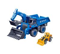 NPLSEO JCB 7-Inch Dump Truck Toy, Construction Excavator Toy Inertial Car Alloy Engineering Truck, Durable Construction Vehicle for Kids, Engineering Vehicle Toy for Toddlers & Kids 18 Months+ (Blue)