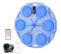 NPLSEO Music Boxing Machine for Kids, Bluetooth Smart Music Boxing Machine with Boxings Gloves,LED Rhythm Lights, 3 Game Modes & Score Display, Soft Impact Surface, USB Rechargeable Game (Blue)