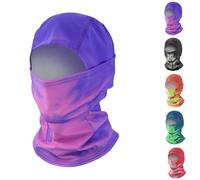 NPLSEO Unisex Heat Reactive Balaclava, Heated Color Change Thermal Ski Full Face Wrap, Breath-Activated Colour Shift, Stretch Windproof Headwear for Skiing Cycling Hiking (Purple Turns Pink)