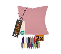 npluseins Double Pack Cotton Cushion Covers - Modern Home Decor in a Simple Design 317.361, 40 x 40 cm, dusky pink