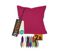 npluseins Double pack - cotton cushion covers - modern home decoration in simple design, 40 x 80 cm, burgundy