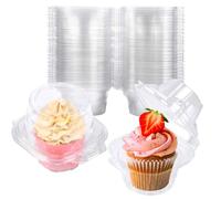 NPLUX 150 Pack Individual Cupcake Containers Plastic Cupcake Boxes Cupcake Holders Stackable Deep Dome Cupcake Carrier