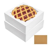 NPLUX 20 Pack Pie Boxes for 9 Inch Pie 9x9x3 in Bakery Boxes with Window Strawberry Boxes Perfect for Pies, Cookies, Cheese Cake, Desserts With 20 Kraft Paper Stickers (White)
