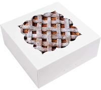 NPLUX 20 Pack White Square Bakery Boxes with Window, 10x10x3 inches, for Pies, Cheesecake, Chocolate Covered Strawberries, Cookies, Muffins, Gift Boxes
