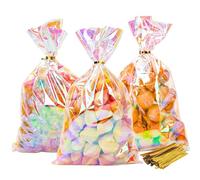 NPLUX Cellophane Bags Plastic Gift Bag Clear Cookie Treat Bags with Twist Ties for Party Favor Bag(100PACK, 6x10inch)