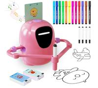 NPOIAUG Drawing Robot for Kids Ages 3-8 - Voice Interactive Educational Painting Toy with 100 Cards, 4 Drawing Pens, 12 Colourful Pens & Music - Montessori Learning Gift for Boys and Girls