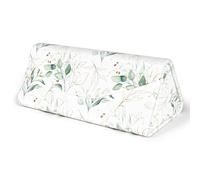 NPOOYI Sunglasses Case, Foldable Glasses Case, Magnetic PU Leather Hard Shell Folding Eyeglass Holder Box, Collapsible Unisex, 1pcs-eucalyptus Leaves, One Size