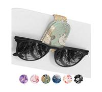NPOOYI Sunglasses Holder for Car Visor, Magnetic Leather Sunglass Holder, Sun Visor Glasses Hanger Clip, Car Interior Accessories for Women Men, Fits All Size Eyeglasses, Birdsong Floral