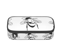NPOREJKNGF Bee Love Pencil Case with Full-Print Design â€“ Durable Oxford Cloth Multi-Purpose Case for School, Office & Travel