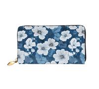 NPOREJKNGF Blue Hibiscus Stylish Leather Wallet for Fashionable Printed Wallet with Multiple Card Slots, Zippered Coin Pocket & Id Window Gift