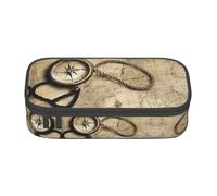 NPOREJKNGF Compass Map Pencil Case with Full-Print Design â€“ Durable Oxford Cloth Multi-Purpose Case for School, Office & Travel