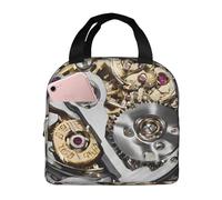 NPOREJKNGF Cool Steampunk Gears Lunch Bag with Fullprint Design Lightweight Insulated Bag for Food Storage, 8x5 Inch Front Pocket Multi-Use Bag for Work, Outdoor, Beach, and Picnic
