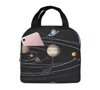 NPOREJKNGF Exploring The Solar System Lunch Bag with Fullprint Design Lightweight Insulated Bag for Food Storage, 8x5 Inch Front Pocket Multi-Use Bag for Work, Outdoor, Beach, and Picnic