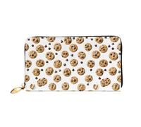 NPOREJKNGF Food Chocolate Chip Biscuits Stylish Leather Wallet for Fashionable Printed Wallet with Multiple Card Slots, Zippered Coin Pocket & Id Window Gift