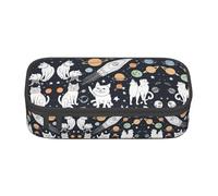 NPOREJKNGF Fun Cat Astronaut Pencil Case with Full-Print Design â€“ Durable Oxford Cloth Multi-Purpose Case for School, Office & Travel