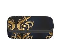 NPOREJKNGF Gold Musical Note with Fallen Shiny Star Pencil Case with Full-Print Design â€“ Durable Oxford Cloth Multi-Purpose Case for School, Office & Travel