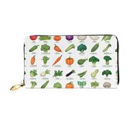 NPOREJKNGF Introduction of Various Vegetables Stylish Leather Wallet for Fashionable Printed Wallet with Multiple Card Slots, Zippered Coin Pocket & Id Window Gift