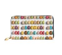 NPOREJKNGF Macaron Biscuit Flavored Pastries Stylish Leather Wallet for Fashionable Printed Wallet with Multiple Card Slots, Zippered Coin Pocket & Id Window Gift