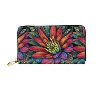 NPOREJKNGF Rainbow Butterfly Stylish Leather Wallet for Fashionable Printed Wallet with Multiple Card Slots, Zippered Coin Pocket & Id Window Gift