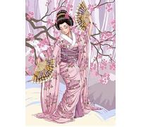NPRZM 5D Diamond Painting DIY Kits,Japanese Woman in Kimono Diamond Painting,Diamond Embroidery Diamond Mosaic Picture Full Round of Rhinestones 30x40CM
